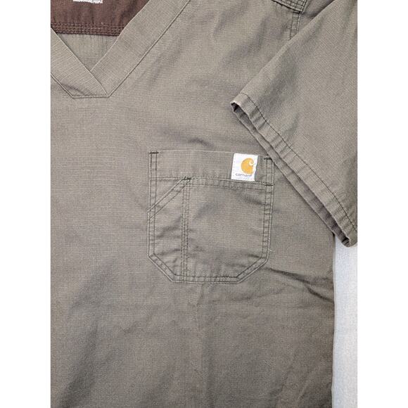 CARHARTT Men’s Scrub Top C15108 Sz Medium Gray Short Sleeves Pockets - Picture 3 of 9